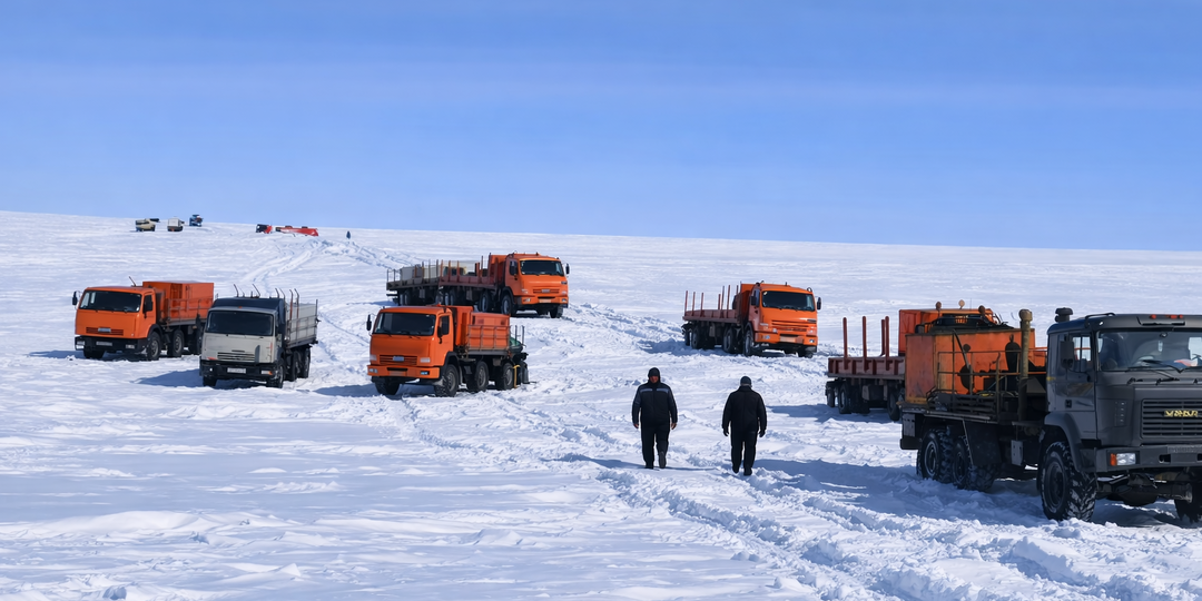 Перевозка нефтегазового оборудования по зимнику на Восточно-Мессояхское месторождение