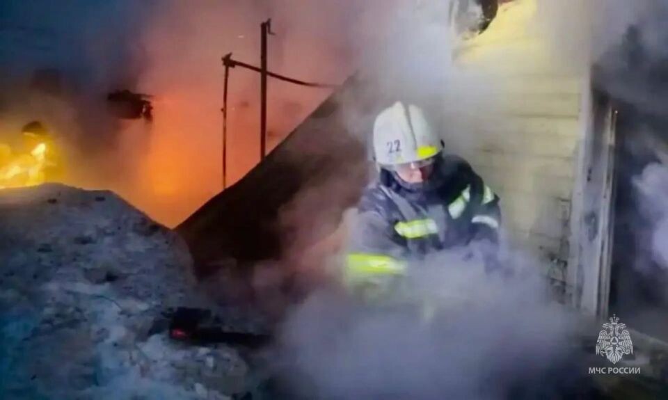    Пожар в селе Красногорское. Источник: ГУ МЧС России по Алтайскому краю