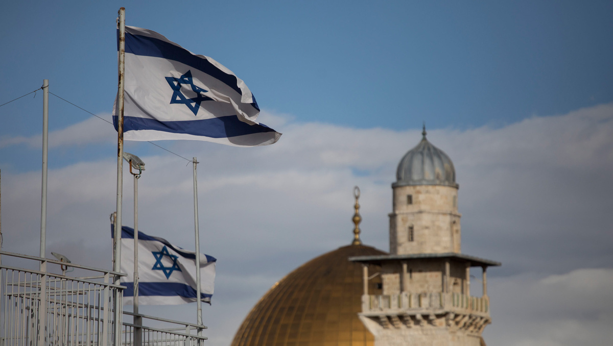    Иерусалим флаги Израиля над мечетью Аль-Акса GLP