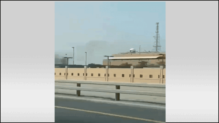    Бахрейн. Попадание ракеты по авиабазе США. Видео: ТГ-канал Condottiero