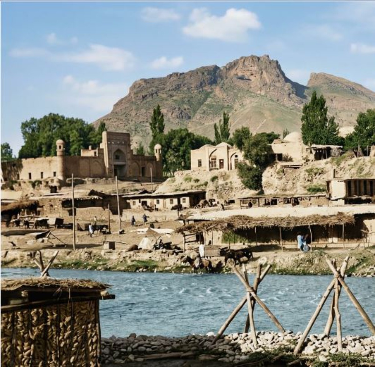 Туземная часть города Оша на берегу Ак-буры. Фотоотпечаток. Ферганская область. Фото Лютче Я.Я. 1899 год