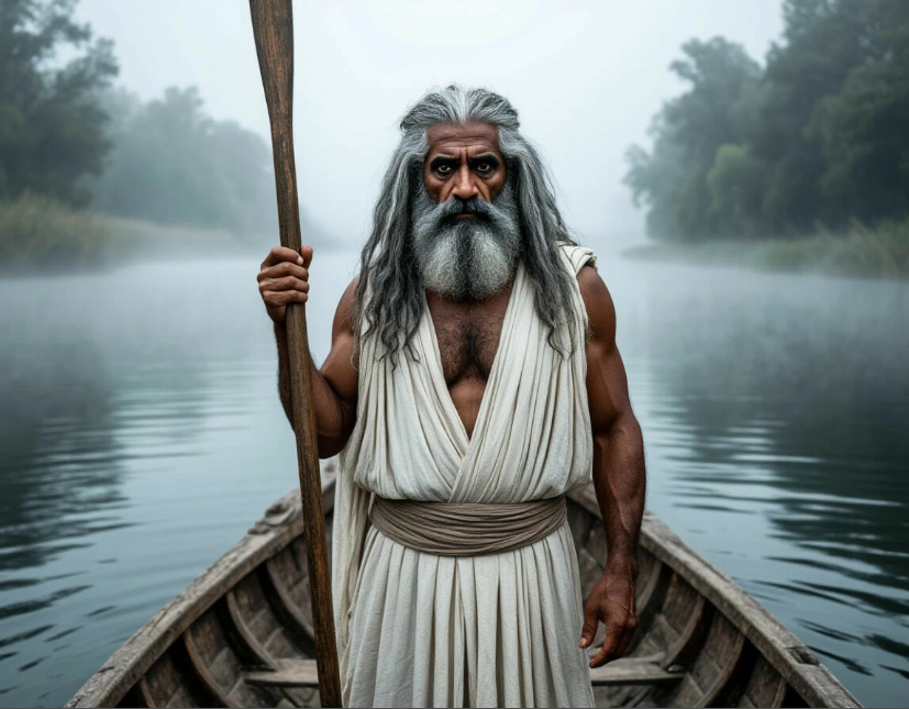 Гребец на реке в тумане. Иллюстрация к рассказу «Монетка»