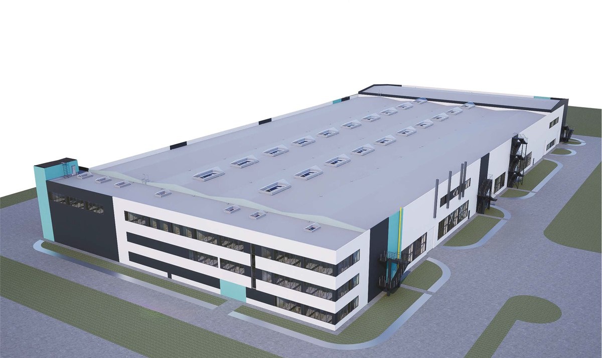 Рендер нового производственного корпуса, планируемого к строительству на территории Промтехнопарка КСК в Твери. Источник: ГК КСК