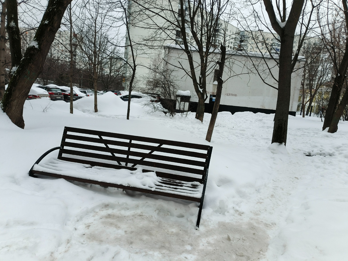 Снег во дворе.