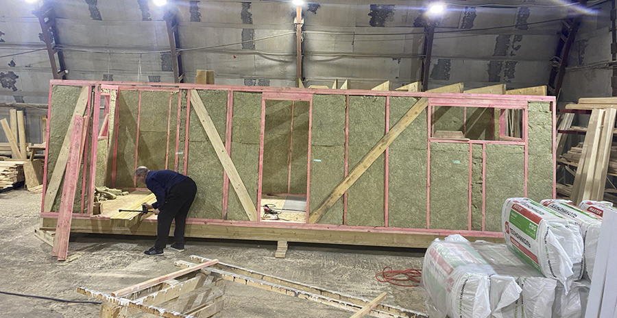 Утепление стен модульной бани