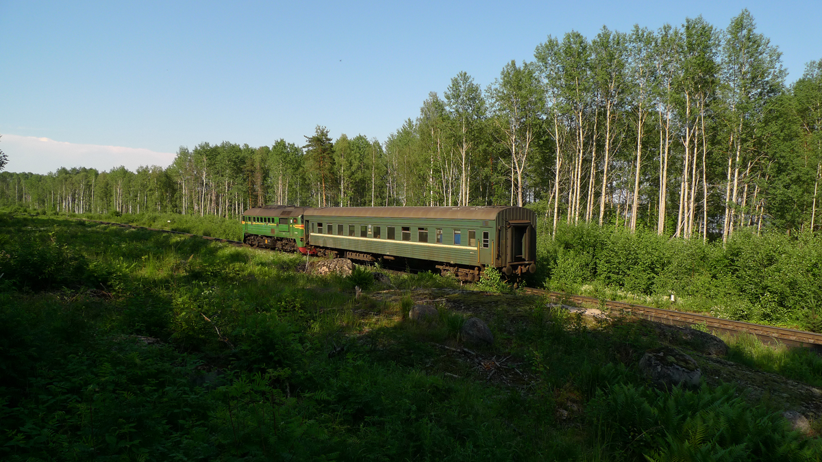 Пригородный поезд Выборг — Хийтола на перегоне Гвардейское — Возрождение (2009). Источник фото: ru.wikipedia.org Авторство: Макс Колчин. Собственная работа, Общественное достояние, https://commons.wikimedia.org/w/index.php?curid=9376826
