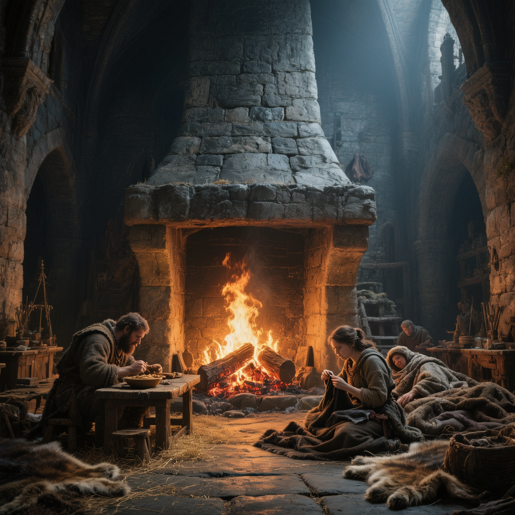 Камин в центре дома