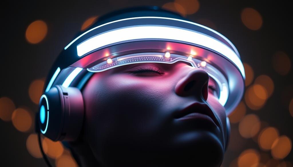    Futuristic LED headset for meditation