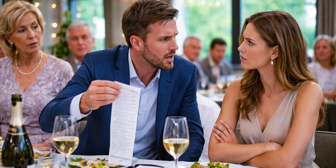 — Ты что, счёт не оплатишь? Мы же семья! — возмутился муж, глядя на чек в ресторане