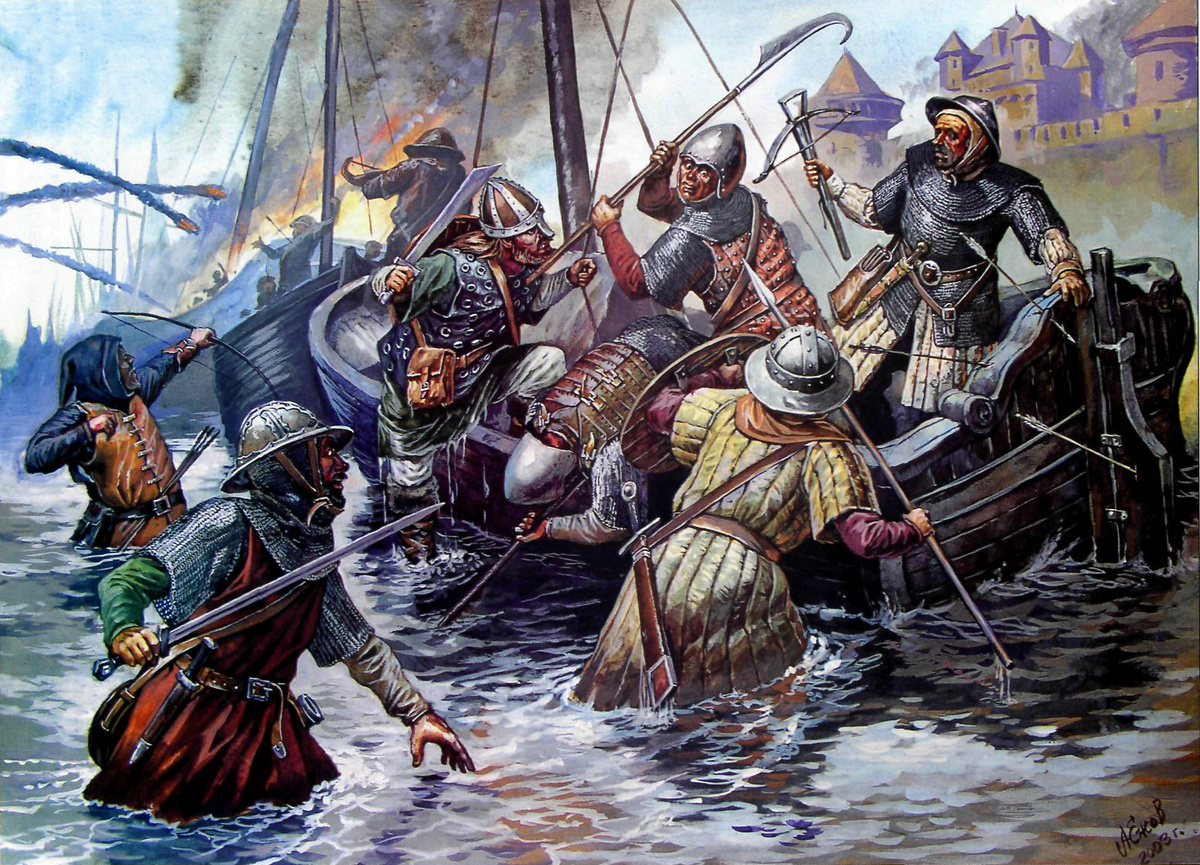 Ежов А. Атака лучников и уэльских копейщиков во время штурма Кана