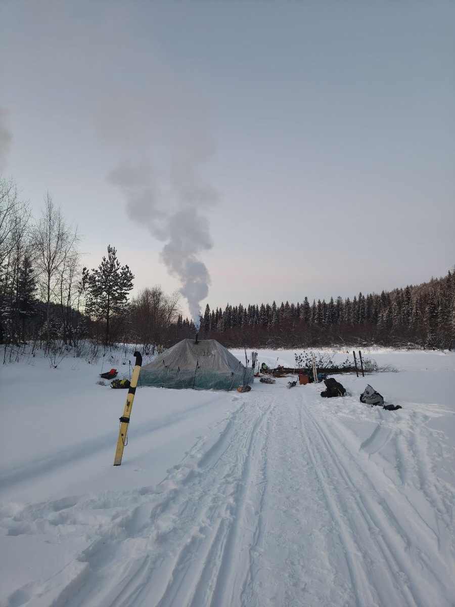 Первый лагерь установили прямо на берегу реки Лозьва.