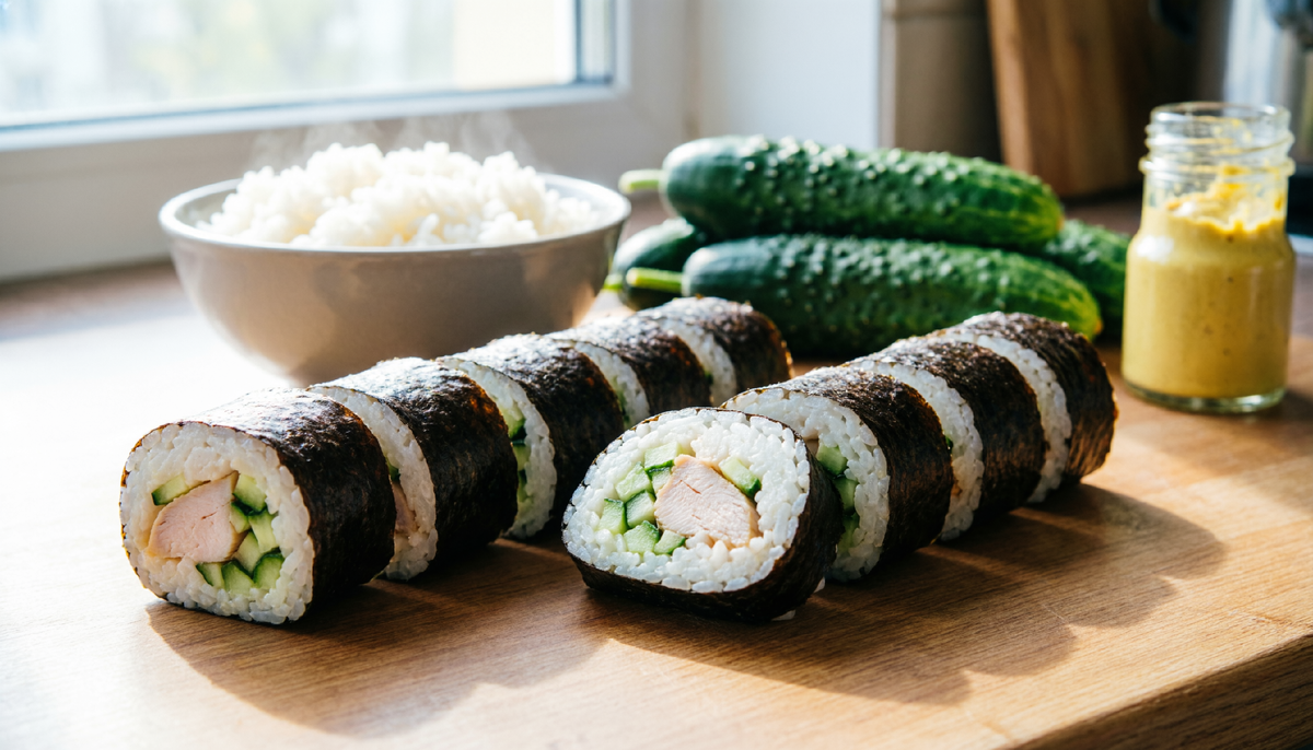 🥟 Японские тако-суси по-екатеринбургски: вместо осьминога — курица, вместо васаби — горчица. 