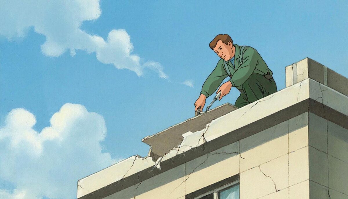 Ремонт крыши асбестоцементной смесью