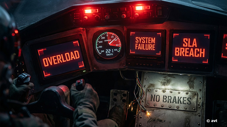 OVERLOAD, SYSTEM FAILURE, SLA BREACH — при отсутствии механизма остановки это не метафора, а типичный пресейл крупного проекта