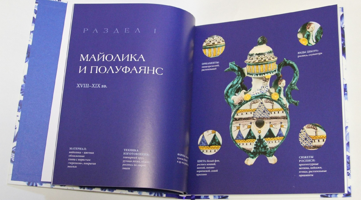 Страницы альбома «ГЖЕЛЬ. Русский промысел XVIII-XIX века» (листать вправо).