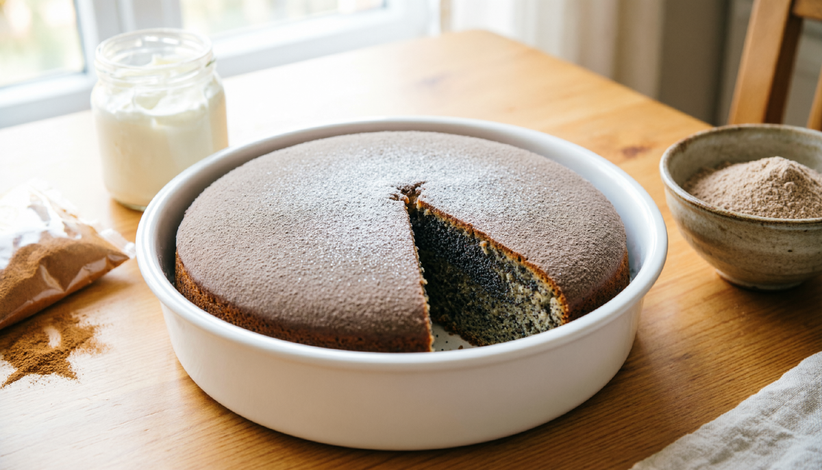 🍰 Австрийский маковый торт “Mohnkuchen” по-петербургски: вместо мака — маковая мука, вместо сливок — сметана.  