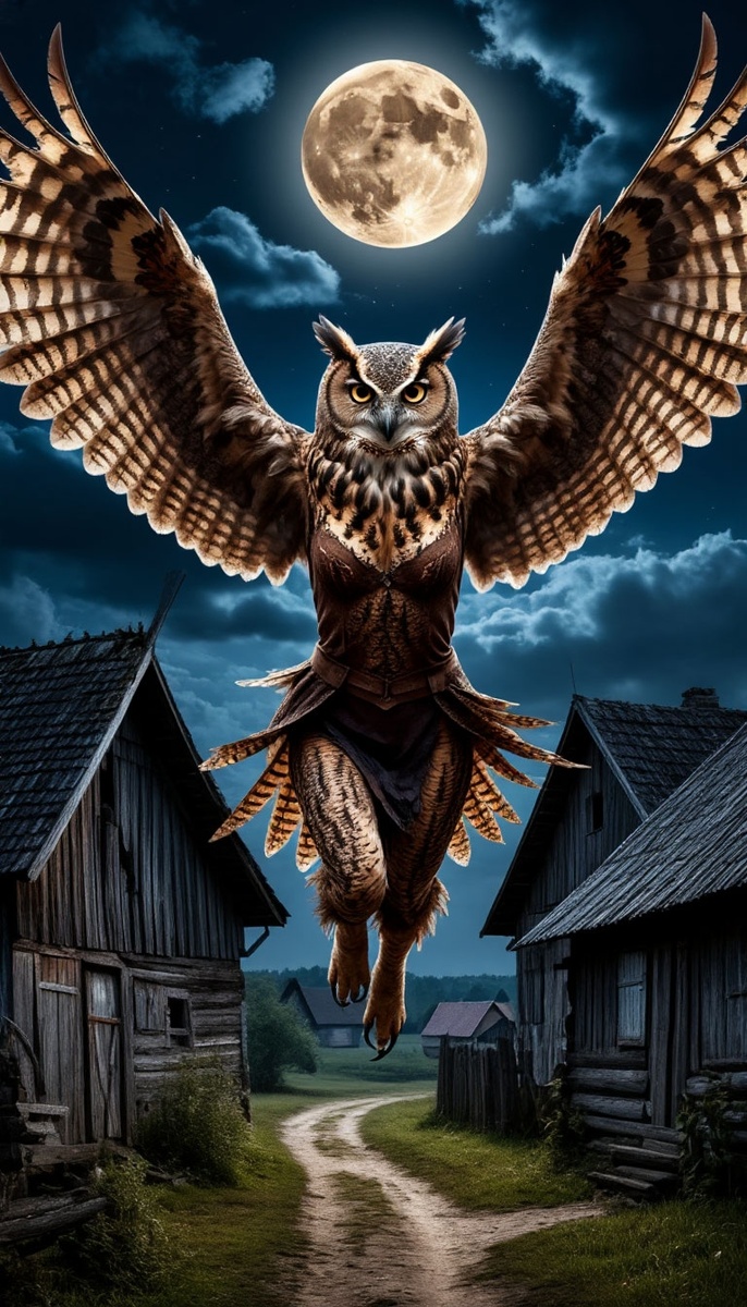 Стрига в воздухе превращается в сову….фоторобот со слов тётки Матрёны…