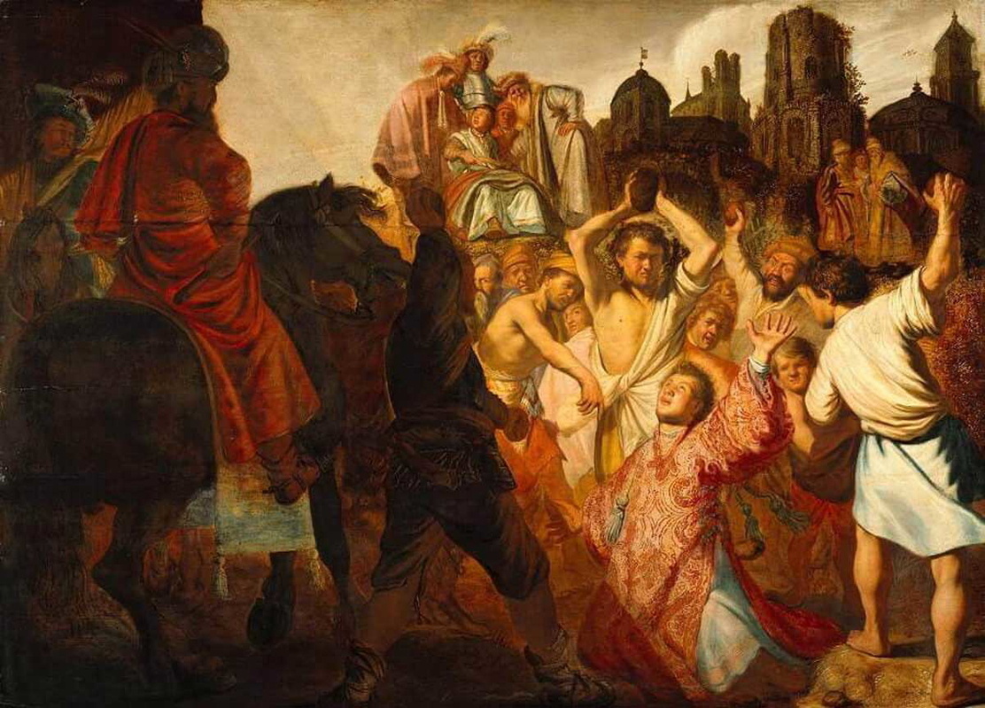 «Забивание камнями святого Стефана», Рембрандт, 1625 год, rembrandtpaintings.com