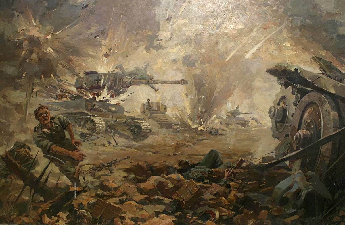     Махмуд Усманов. Под огнем советской артиллерии. 1946