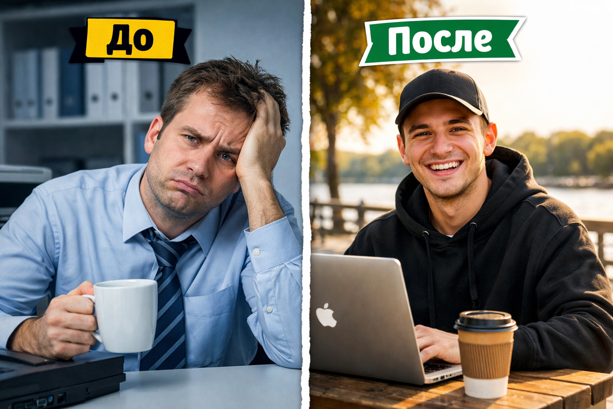 «Чувствуете разницу? Слева — вы сейчас. Справа — вы через месяц, если перестанете откладывать жизнь на потом».