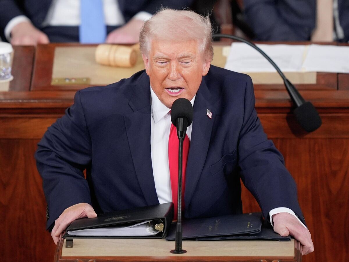    Президент США Дональд Трамп во время выступления в конгрессе о положении дел в стране | © AP Photo / Mark Schiefelbein