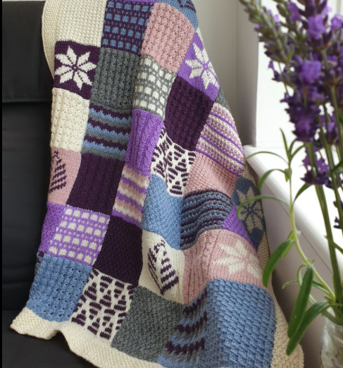 Лёгкое, уютное покрывало с крупными лоскутами — иллюстрирует идею повторного использования и тепла.