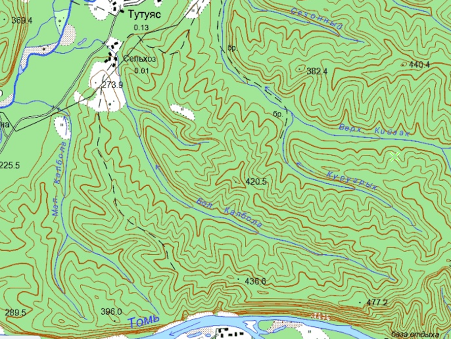 Река Большая Калбола. Фрагмент карты, 2001г.