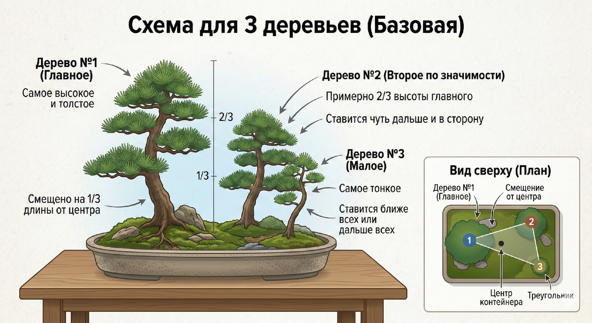 Схема для 5 и более деревьев (Группировка)