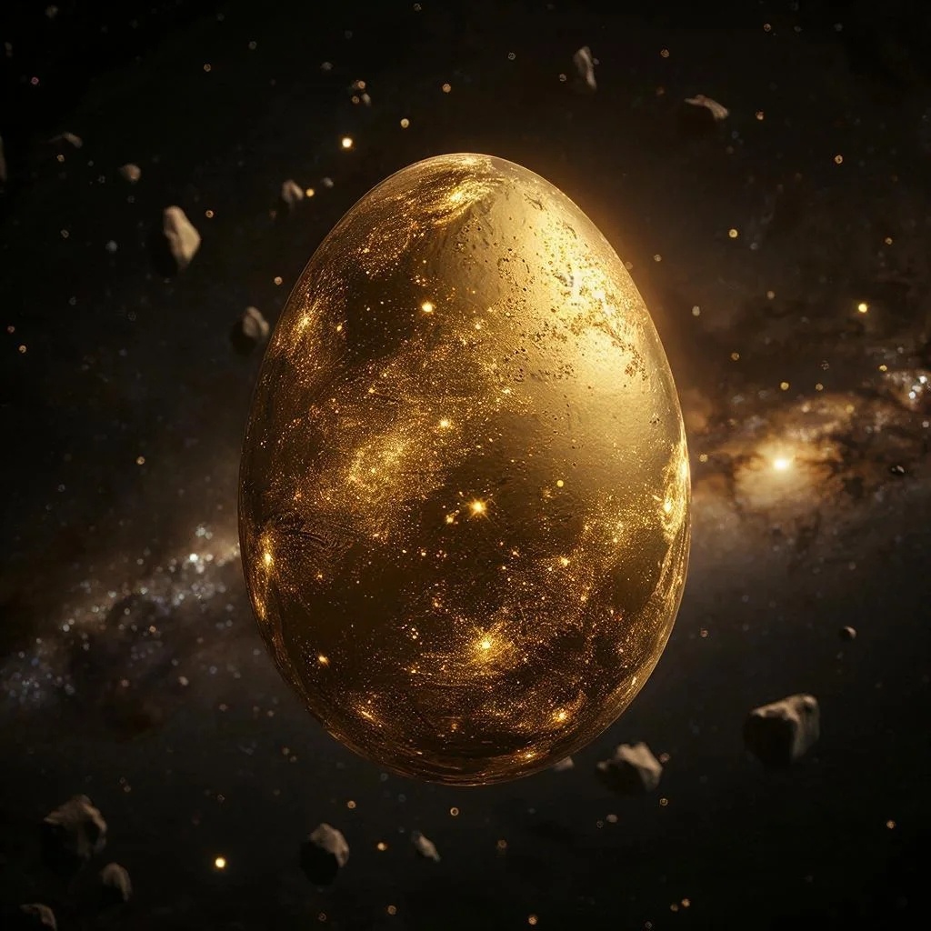 Золотое яйцо из небытия. Создано с помощью ИИ. 