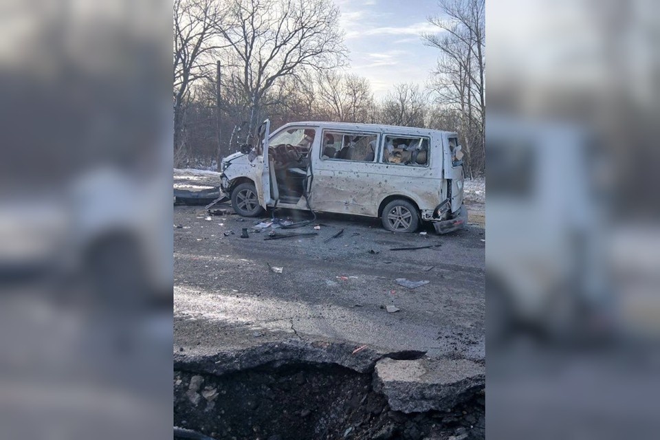    Волонтеры везли гуманитарную помощь и попали под удар дрона. Фото: ТГ-канал Леонида Пасечника