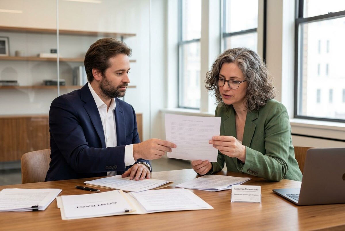 оформление банковской гарантии — документы на столе с печатью банка