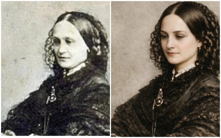     Вполоборота. Реконструкция по позднему фотографическому источнику.