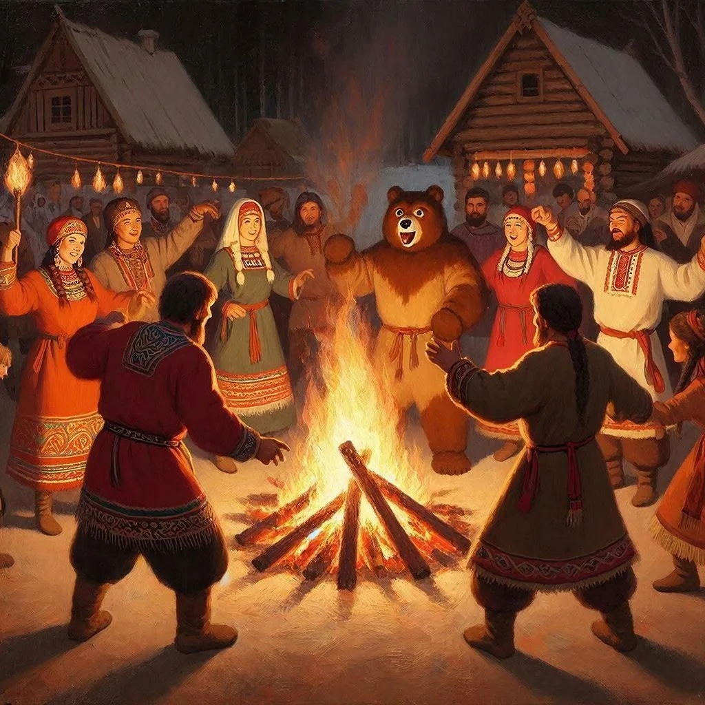 Медвежий праздник.  Создано с помощью ИИ. 