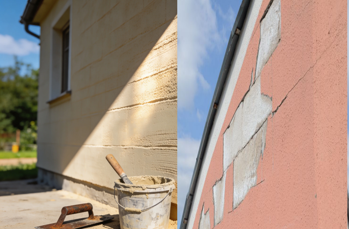 Угадайте, где хозяин сэкономил? Правильно, справа. Теперь переделывает. А мог бы сразу как слева — и забыть на десятилетия.