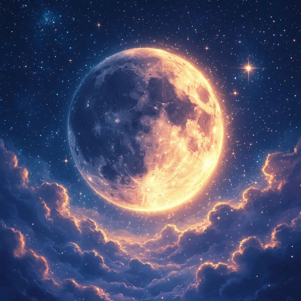 Луна. Иллюстрация сгенерирована нейросетью