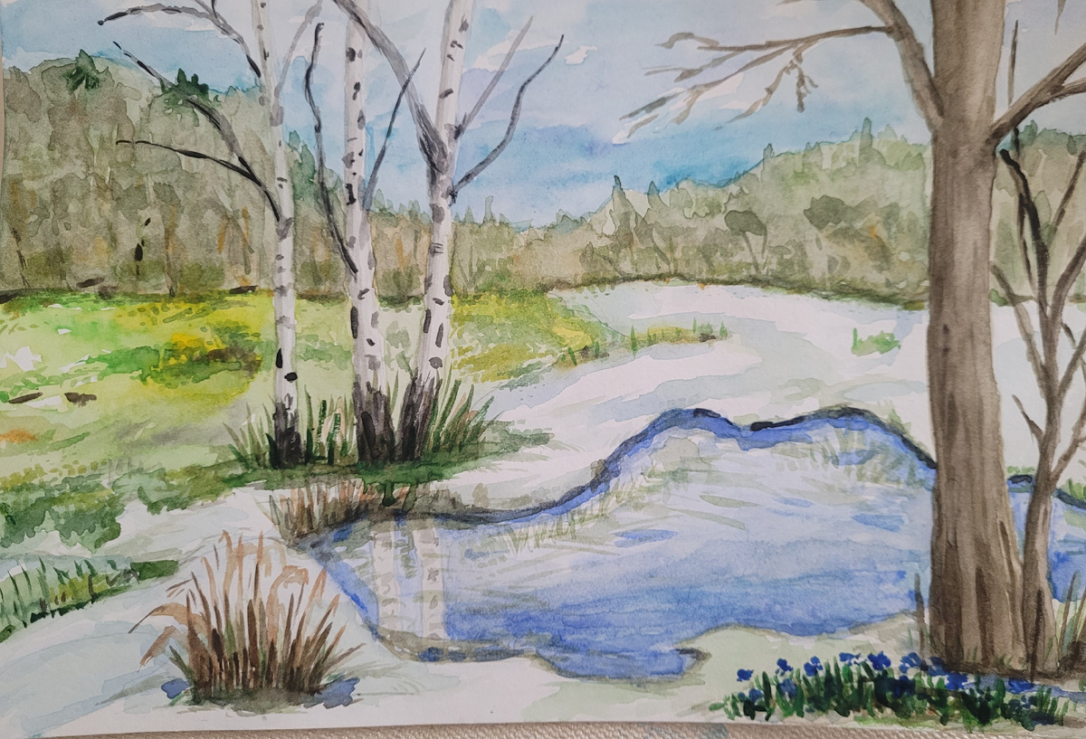 Акварель. Моя весна.