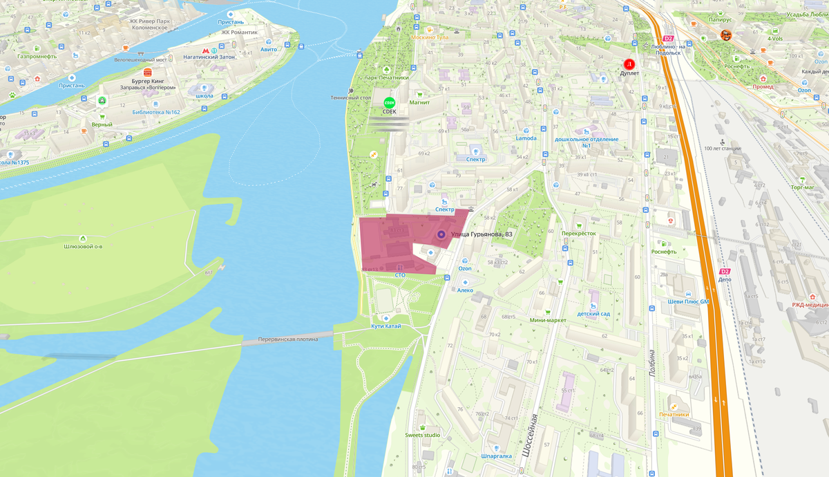 Пятно застройки ЖК Гурьянова, 83