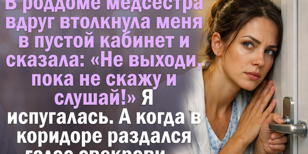 В роддоме медсестра вдруг втолкнула меня в пустой кабинет и сказала: «Не выходи, пока не скажу и слушай!»