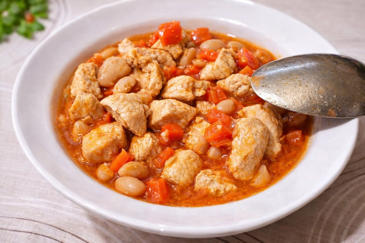 Рагу из индейки и фасоли