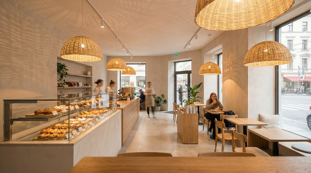 Тёплая пекарня с натуральными материалами