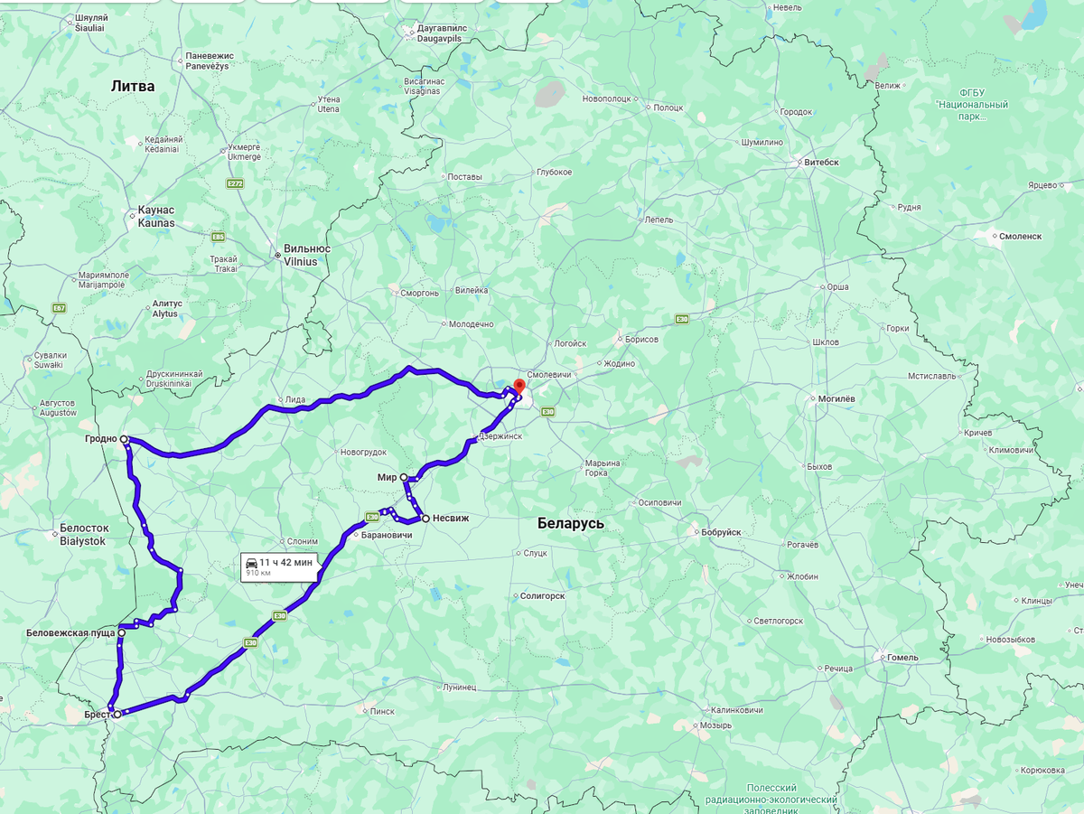 Весь маршрут на карте