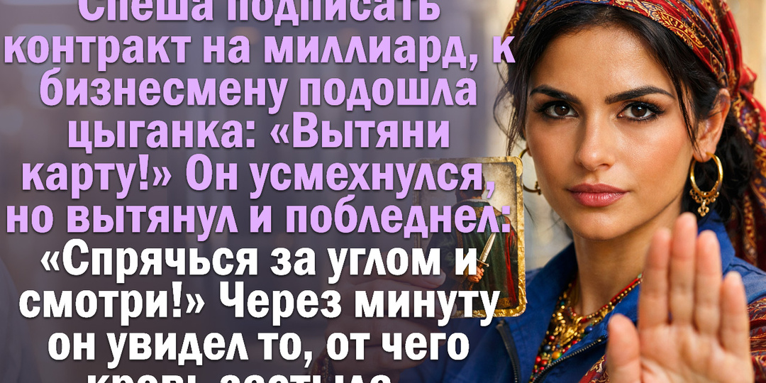 Спеша подписать контракт на миллиард, к бизнесмену подошла цыганка: «Вытяни карту!» Он усмехнулся, но вытянул и побледнел.