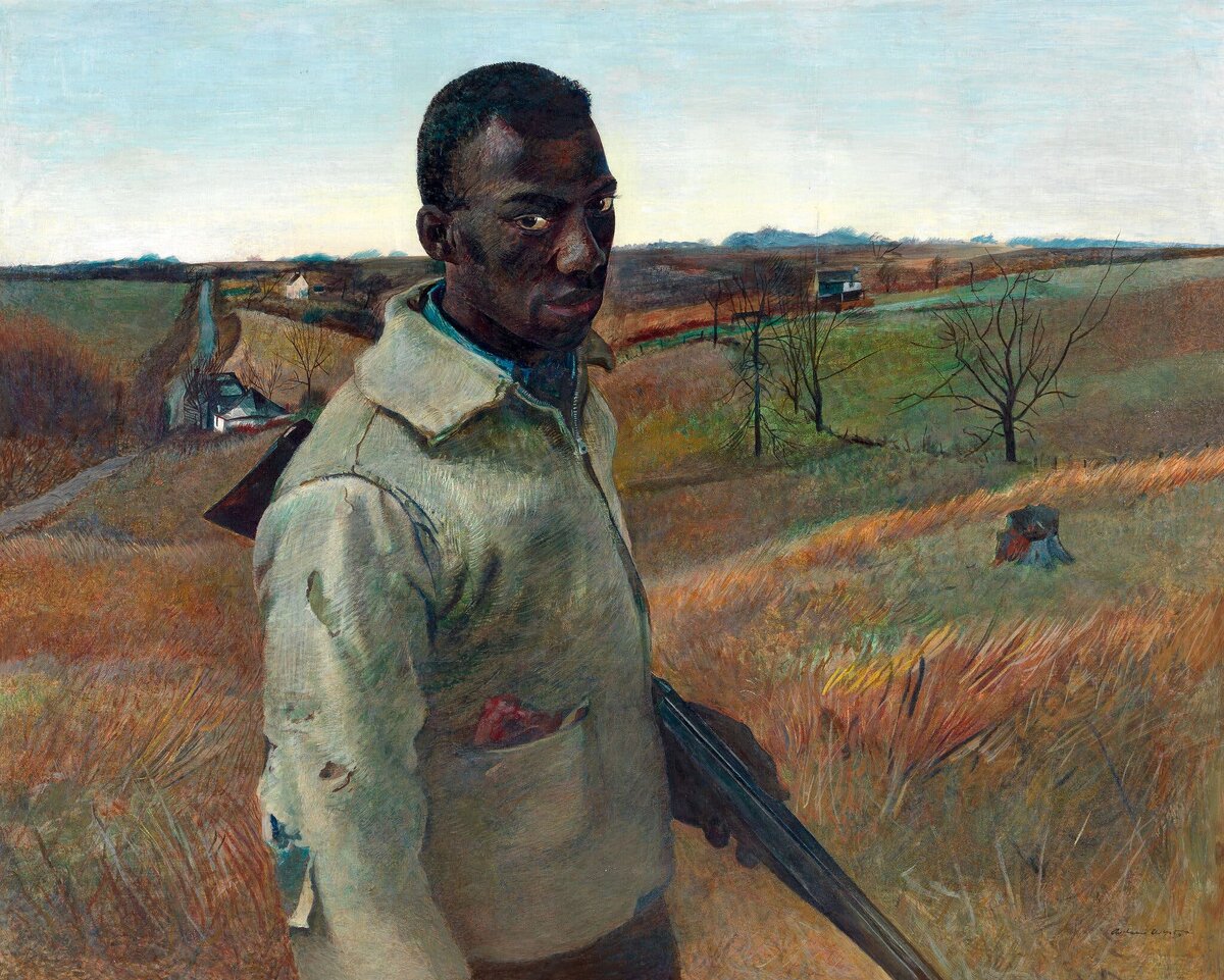 "Чёрный охотник". Портрет Дэвида Лоуренса , написанный художником Эндрю Уайетом, 1938 год