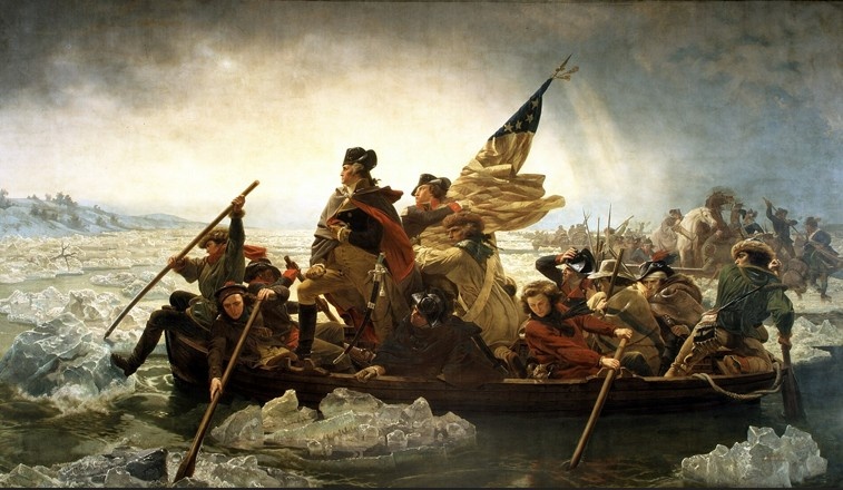 Рис. 2. «Переправа Джорджа Вашингтона через реку Делавэр 25–26 декабря 1776 года». Картина американского художника Эмануэля Лойтце (анг. Emanuel Leutze) 1856 года