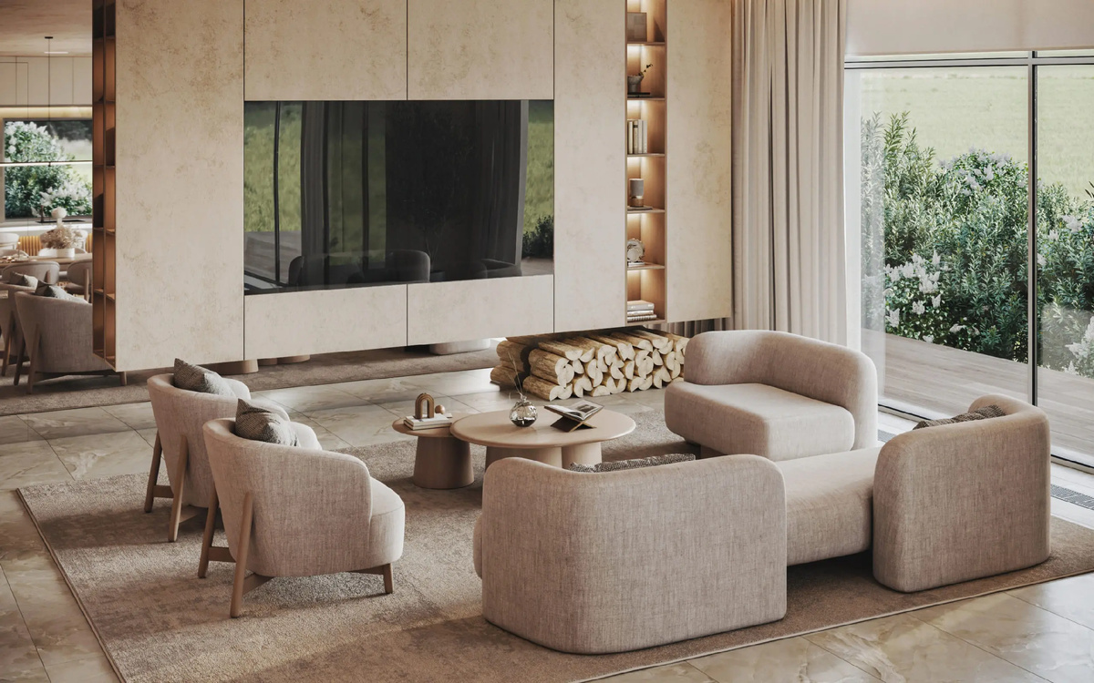 Дизайн интерьера загородного дома в современном стиле, работа студии VPROEKTE