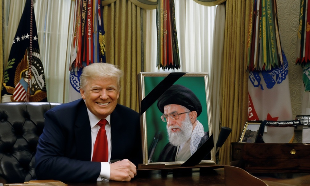   Трамп убаюкивал Хаменеи "мирными переговорами", а потом вероломно убил. Коллаж Блокнота