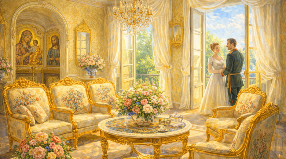 Праздничный интерьер Сергиевского дворца.