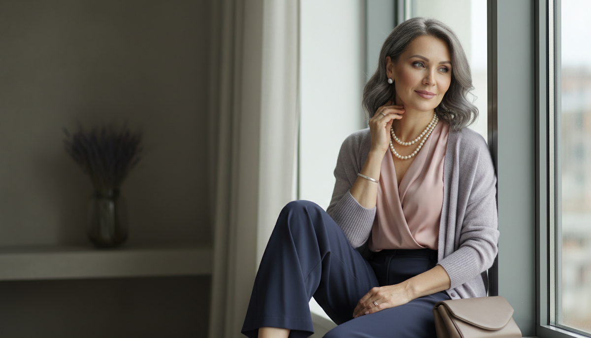 Мягкие пепельно-русые волосы, серо-зелёные глаза, матовая кожа с нейтральным подтоном