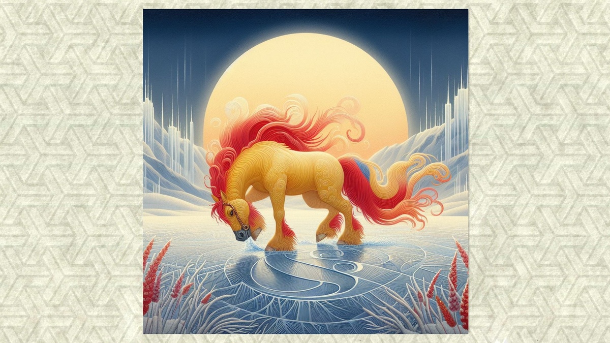 Картинка для привлечения внимания. Современная иллюстрация к началу стиха к гексаграмме №2 в «И-цзине» (позаимствована в реддит-канале r/iching). Все образы истолковать сложно, но вот иней и лед опознаются без труда