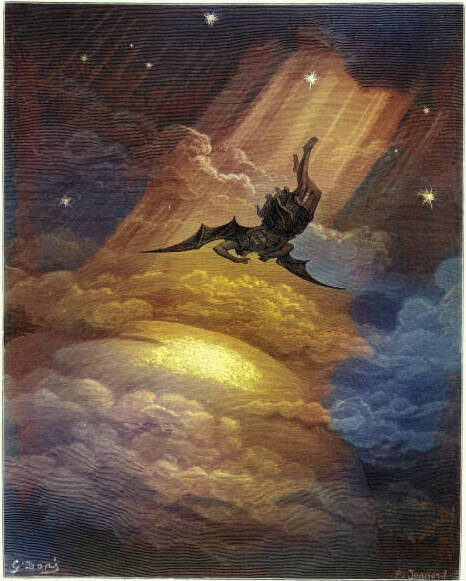 Гюстав Доре "Падение Люцифера". Картина великого художника отражает как бы сам процесс и одновременно символизирует духовное падение бывшего Ангела.